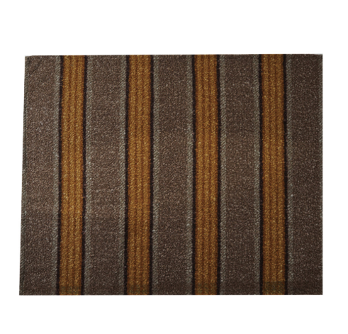 Fabric Faux Sherpa Throw with Stripes, Brown, Black & Yellow