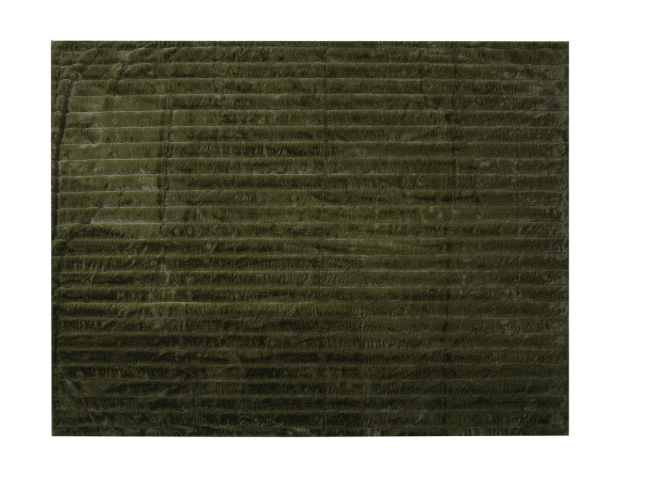 Faux Fur Ribbed Throw with Velvet Black& Green