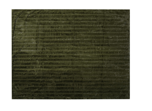 Faux Fur Ribbed Throw with Velvet Black& Green