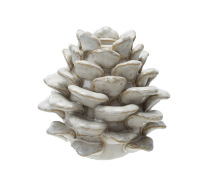 Cream Stoneware Pinecone Shaped Taper Holder