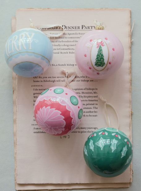 Decoupage Ball Ornament with Holiday Image/Word, 4 Styles