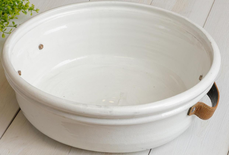 Pottery - Bowl With Leather Handles, Lg