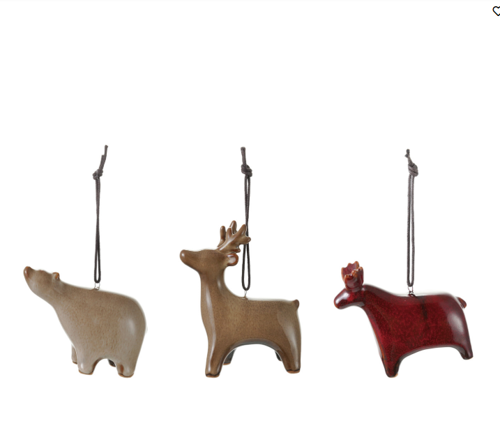 Stoneware Animal Ornament, 3 Styles