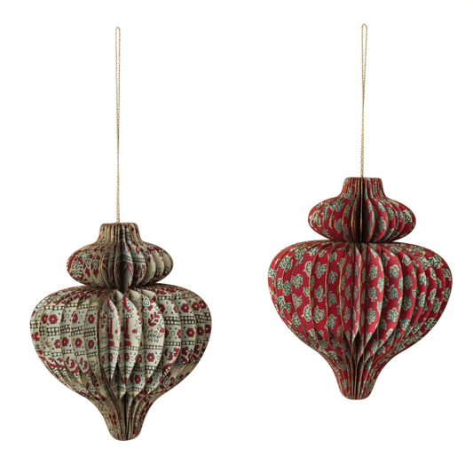 Handmade Recycled Printed Paper Folding Honeycomb Finial Ornament, 2 Styles