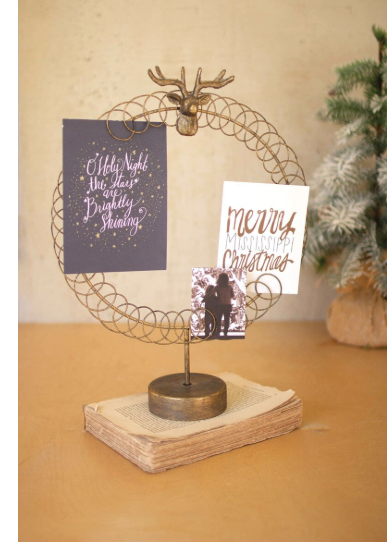 Round Wire Christmas Card Holder on Stand