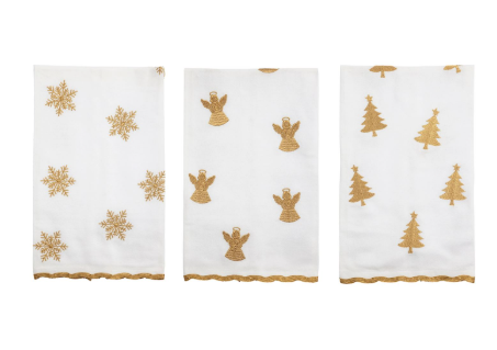 Gold Christmas Embroidery Towels