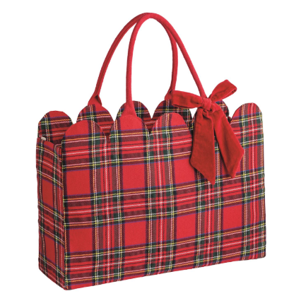 Red Tartan Scallop Tote