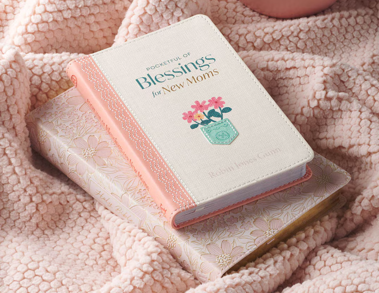 Pocketful of Blessings for New Moms Peach Faux Leather Gift Book