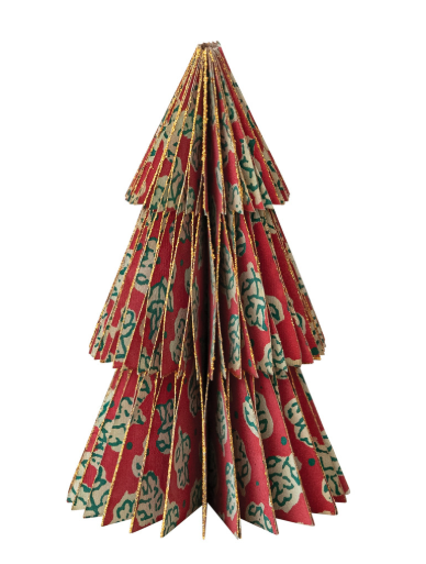 Multicolor Recycled Paper Honeycomb Tree with Gold Glitter