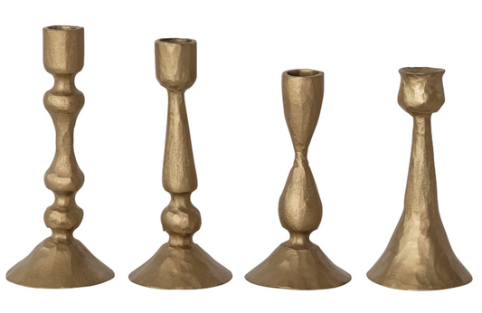 Hand-Forged Metal Taper Holder, Antique Gold Finish, 4 Styles