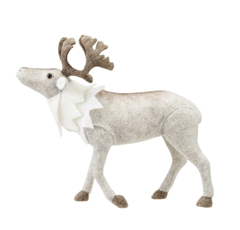 Faux Fur Standing Caribou, Brown & Cream Color