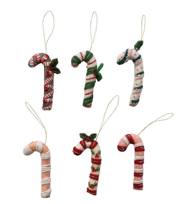 Handmade Wool Candy Canes