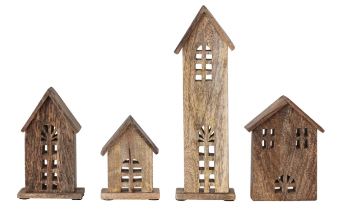 Carved Mango Wood Houses, 4 styles