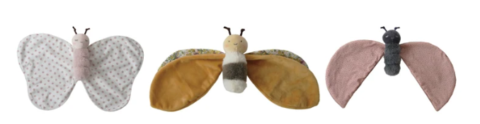 Plush Insect Snuggle Toy w/ Patterned Wings, 3 styles