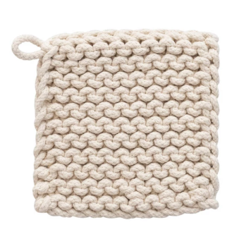 Cotton Crocheted Pot Holder, 4 Colors