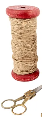 Wooden Spools with Jute Twine and Scissors