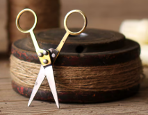 Wooden Spools with Jute Twine and Scissors
