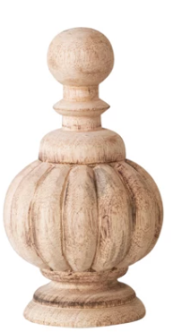 Hand-Carved Mango Wood Finials, Bleached, Set of 3