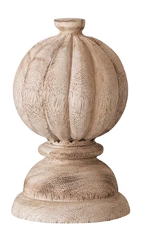 Hand-Carved Mango Wood Finials, Bleached, Set of 3