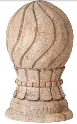 Hand-Carved Mango Wood Finials, Bleached, Set of 3
