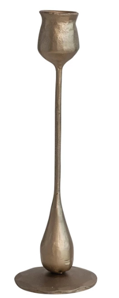Hand-Forged Iron Taper Holders, Antique Brass Finish