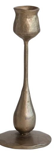 Hand-Forged Iron Taper Holders, Antique Brass Finish