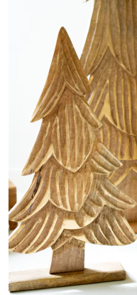 Carved Natural Mango Wood Christmas Trees