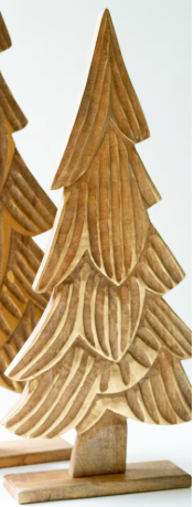 Carved Natural Mango Wood Christmas Trees