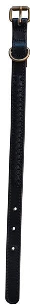Braided Leather Dog Collar w/ Metal Buckle, 6 Colors, Medium