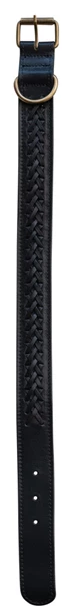 Braided Leather Dog Collar w/ Metal Buckle, 6 Colors, Large