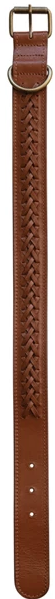 Braided Leather Dog Collar w/ Metal Buckle, 6 Colors, Large