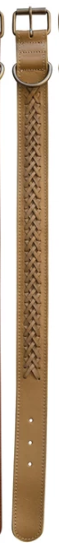Braided Leather Dog Collar w/ Metal Buckle, 6 Colors, Large