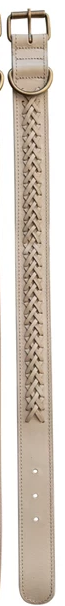 Braided Leather Dog Collar w/ Metal Buckle, 6 Colors, Large