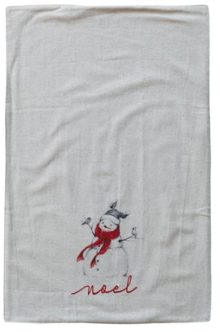 Cotton & Linen Tea Towel with Snowman/Santa Image, 4 Styles