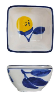 Hand-Painted Stoneware Dish with Lemons