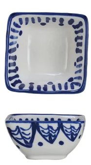 Hand-Painted Stoneware Dish with Lemons