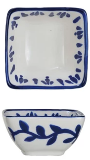 Hand-Painted Stoneware Dish with Lemons