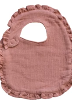 Cotton Double Cloth Baby Bib w/ Terry Back & Ruffles, 6 Colors