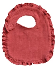 Cotton Double Cloth Baby Bib w/ Terry Back & Ruffles, 6 Colors