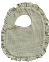 Cotton Double Cloth Baby Bib w/ Terry Back & Ruffles, 6 Colors