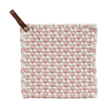 Cotton Crocheted Pot Holder w/ Leather Loop