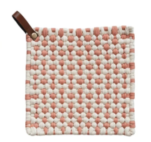 Cotton Crocheted Pot Holder w/ Leather Loop