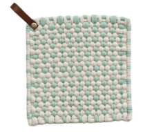 Cotton Crocheted Pot Holder w/ Leather Loop
