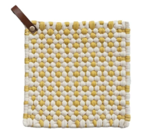Cotton Crocheted Pot Holder w/ Leather Loop