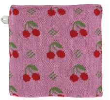 Cotton Knit Dish Cloth with Fruit Pattern
