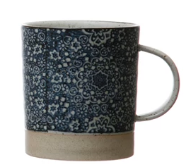 Hand-Stamped Stoneware Mug