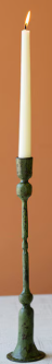 Forged-Iron Green Patina Taper Candle Holders