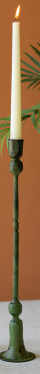 Forged-Iron Green Patina Taper Candle Holders