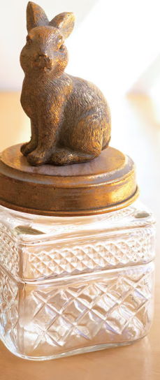 Resin and Glass Rabbit Canisters