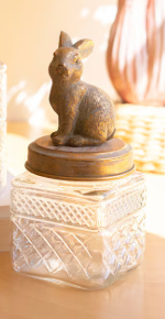 Resin and Glass Rabbit Canisters